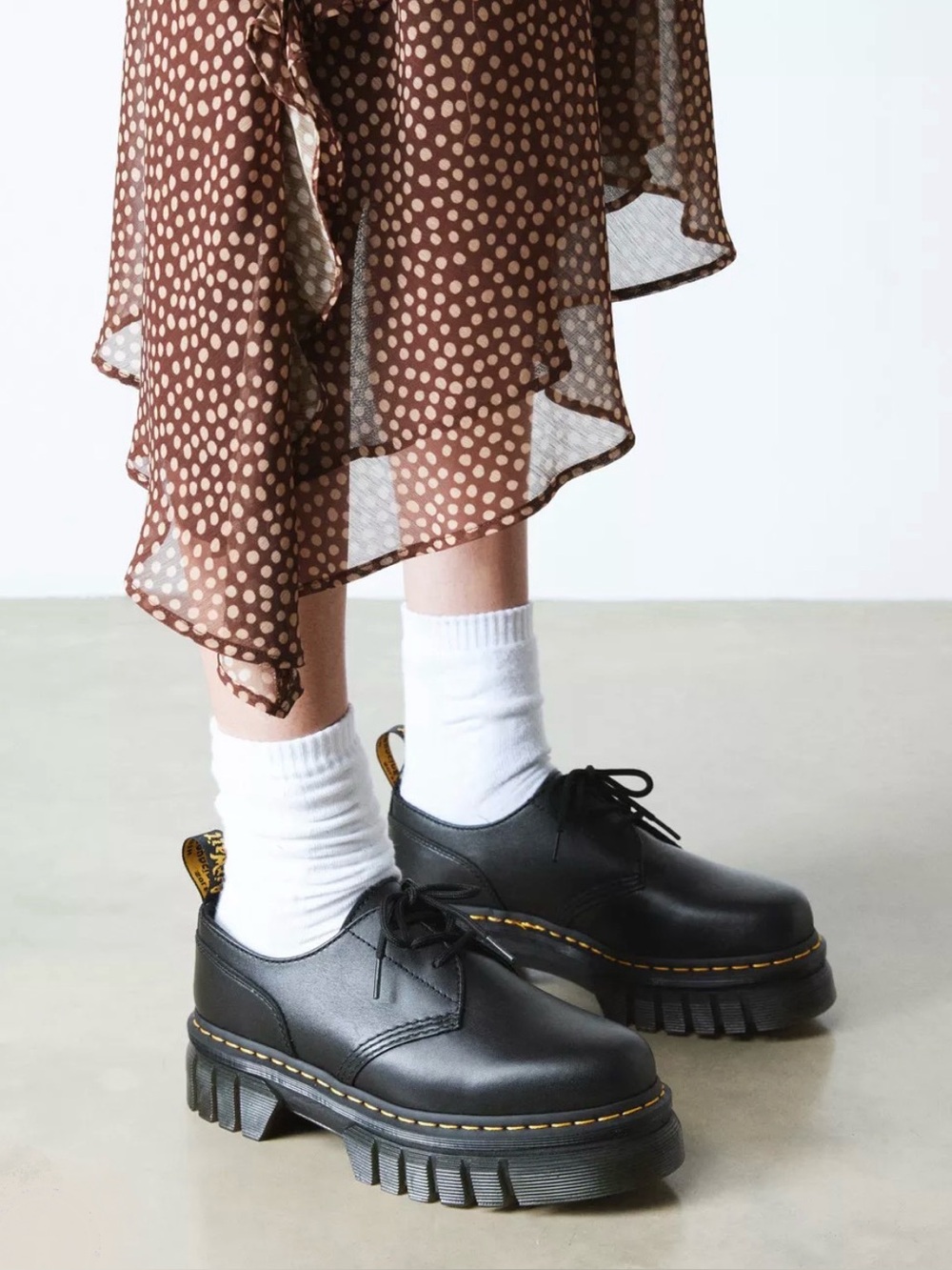 Dr. Martens Audrick Nappa Leather Platform Shoes – Black